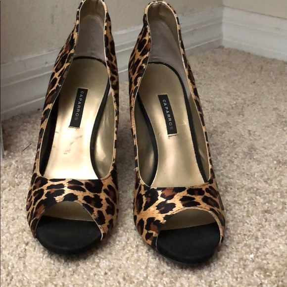 Leopard Print Peep Toe Shoe - Picture 1 of 4
